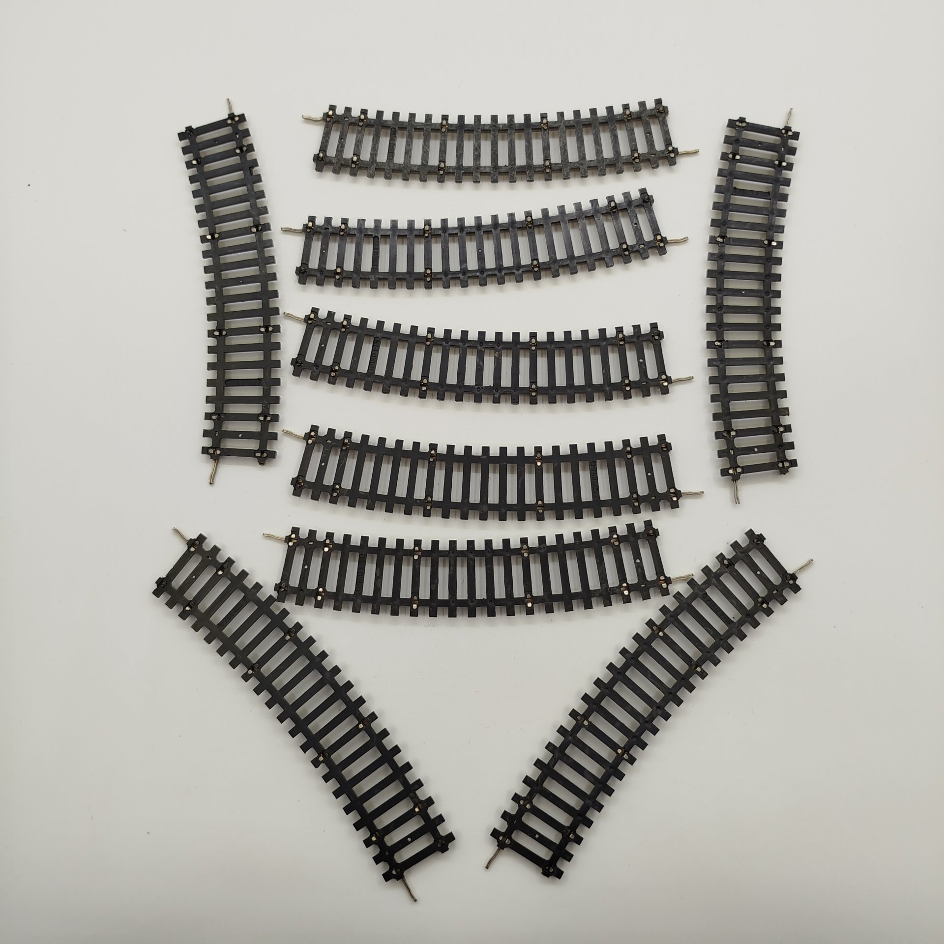 Набор из девяти рельс для железной дороги 9 мм, пластик, металл, Piko, ГДР, 1970-1980 гг.