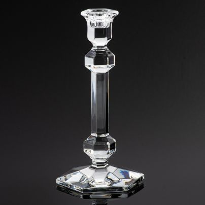 Подсвечник строгой геометрической формы, на одну свечу, модель "Галатея", хрусталь, гранение, Val Saint Lambert, Бельгия, 1990-2000 гг.