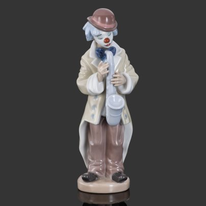 Статуэтка "Клоун, играющий на саксофоне", фарфор, роспись, Lladro, Испания, 1987 г., Lladro