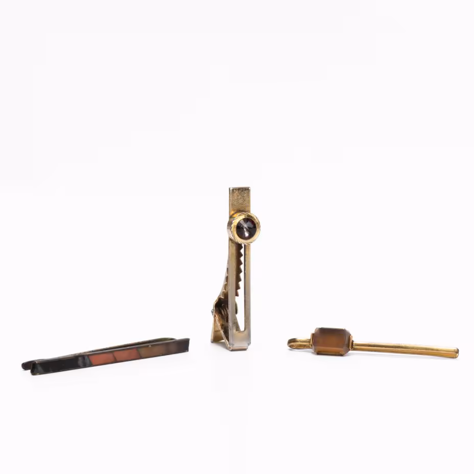 Набор из 3 заколок для галстука в коробке (подбор), металл, СССР, 1960-1980 гг.