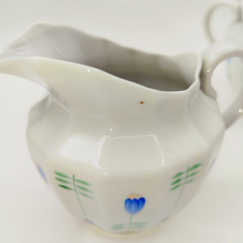 Сервиз чайный с цветочным декором на 6 персон (14 предметов), форма "Ампир", фарфор, роспись, золочение, Дмитровский фарфоровый завод (ДФЗ Вербилки), СССР, 1965-1991 гг.