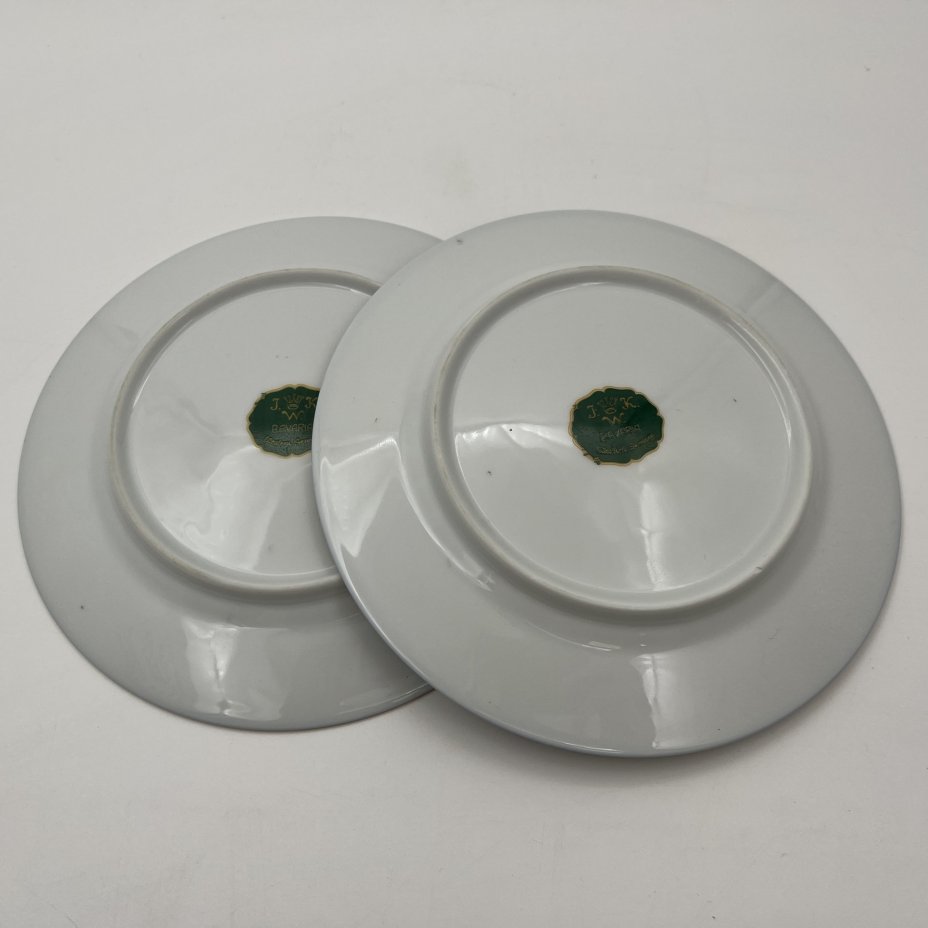 Тарелки с декором в виде птиц и кобальтовым кантом (2 шт.), Мануфактура Josef Kuba