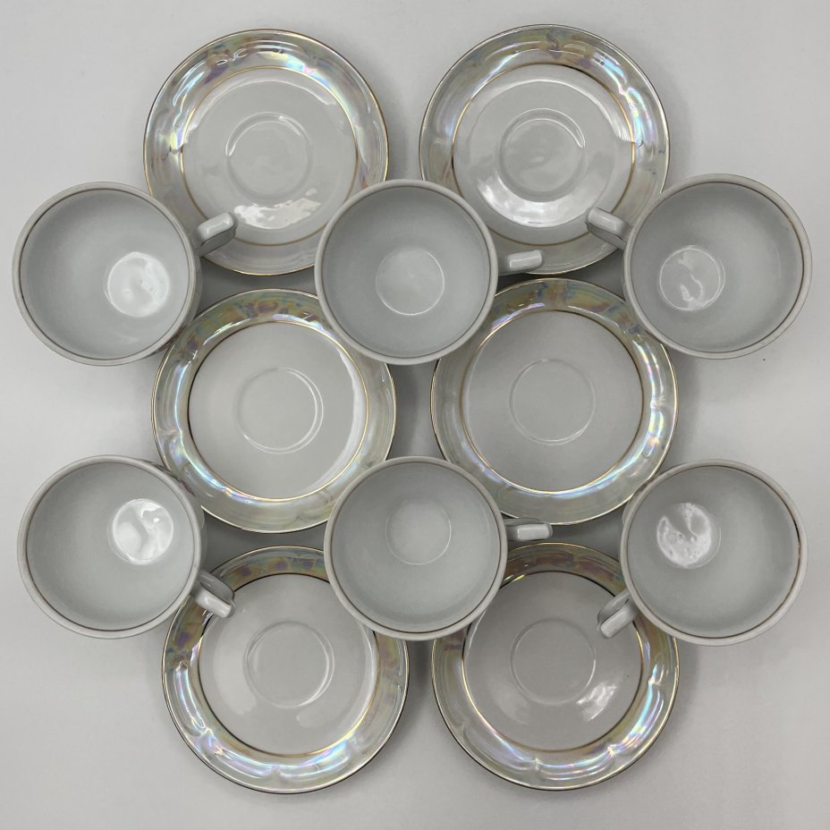 Сервиз чайно-кофейный на 6 персон (15 предметов), украшенный цветочным декором