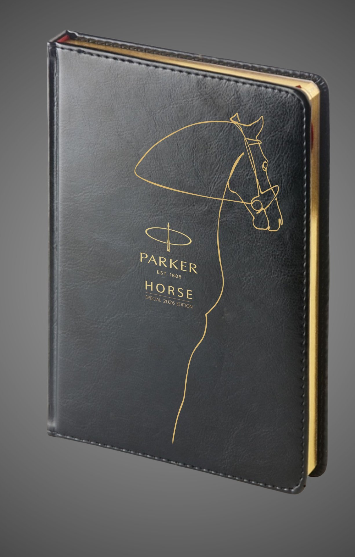 Подарочный набор: Шариковая ручка Parker Jotter Horse Special Edition в подарочной коробке и ежедневник недатированный черный с золотым срезом, Кожа и мех: искусственная кожа, нержавеющая сталь, позолота
