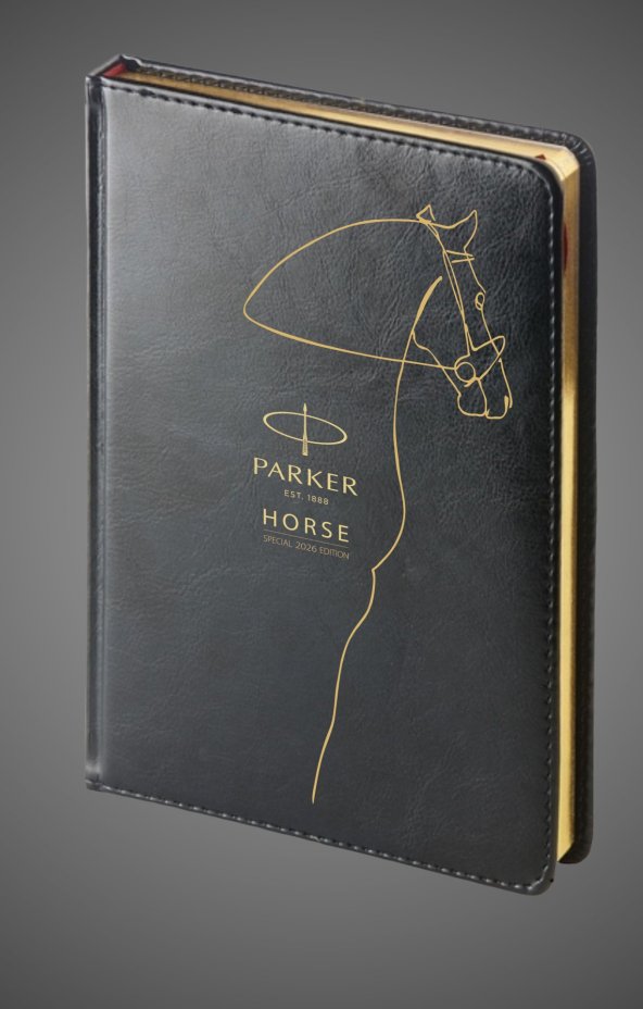 Подарочный набор: Шариковая ручка Parker Jotter Horse Special Edition в подарочной коробке и ежедневник недатированный черный с золотым срезом, Кожа и мех: искусственная кожа, нержавеющая сталь, позолота