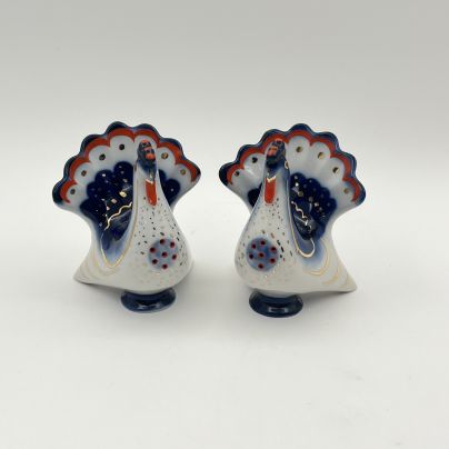 Пара солонок "Индюк", скульптор М.Н. Мох, фарфор, роспись, золочение, Ленинградский фарфоровый завод (ЛФЗ), СССР, 1970-1992 гг.