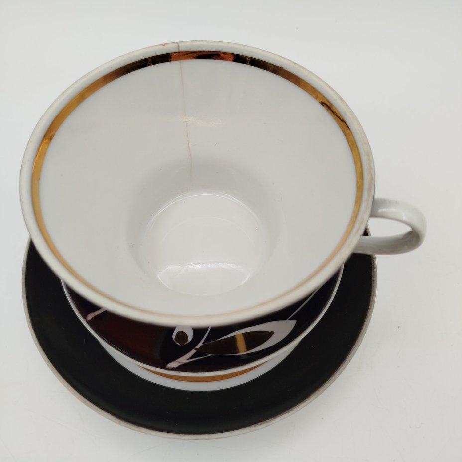 Чайное трио "Цветы на черном", автор росписи Яснецов В.К.