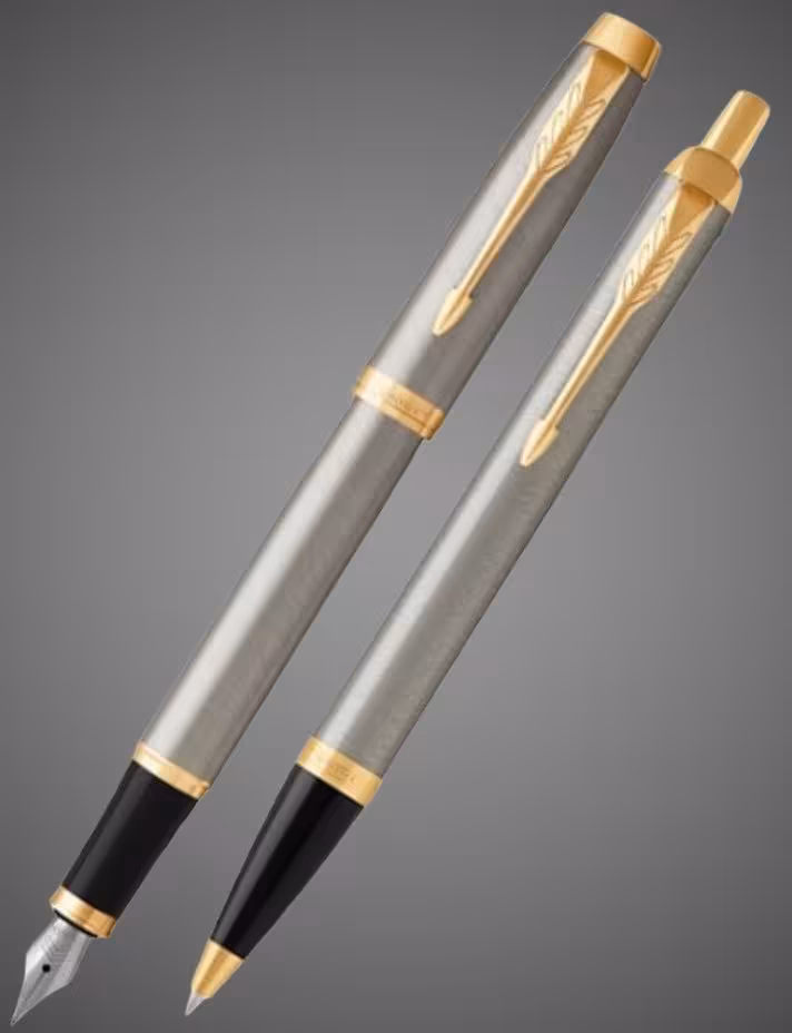 Набор Parker: Перьевая и Шариковая ручка Parker IM Core Brushed Metal GT