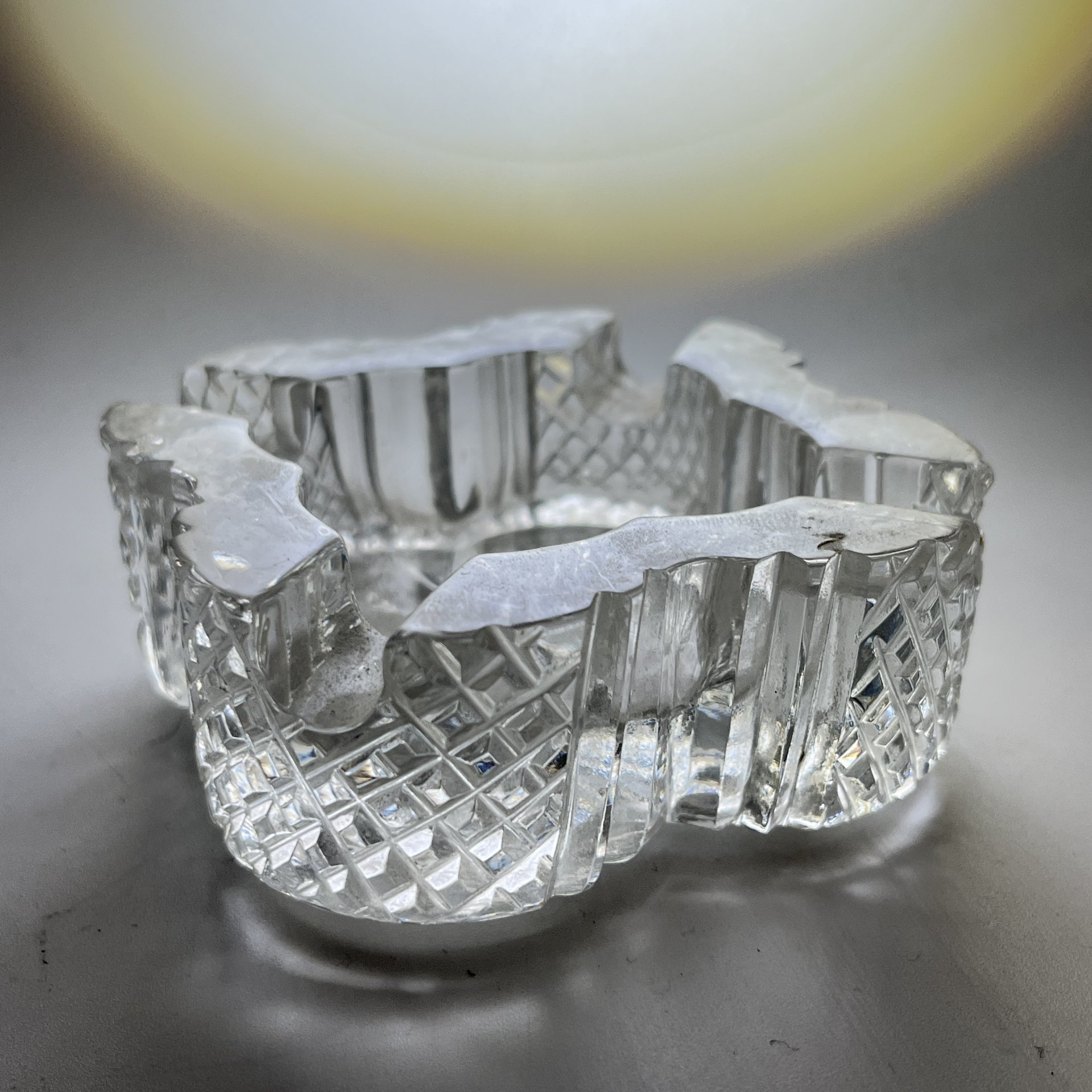 Пепельница в форме четырехлистного клевера, хрусталь, алмазная грань, СССР, 1970-1990 гг.