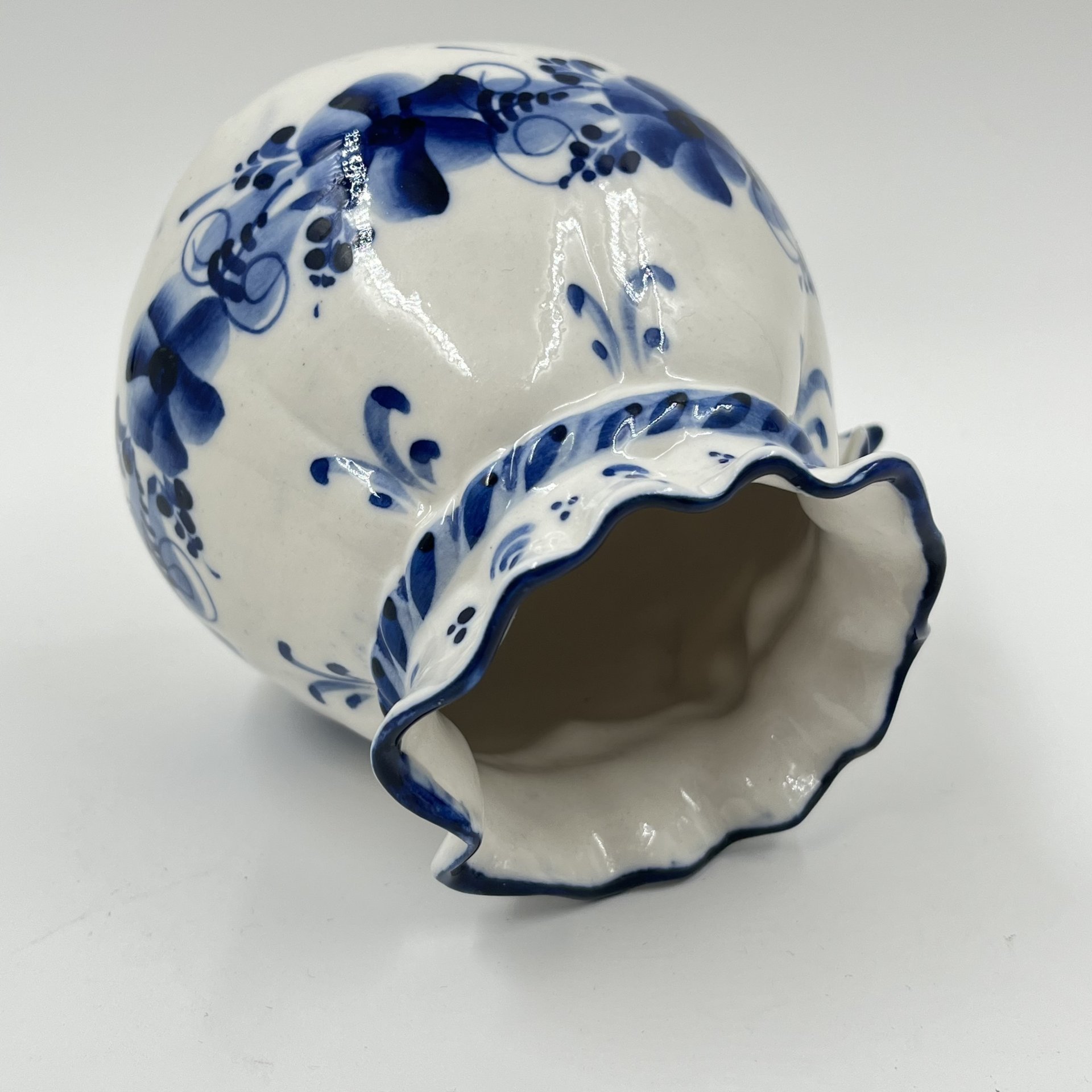 Карандашница "Мешок с птичкой", Гжель, ав. Л. Ашлова