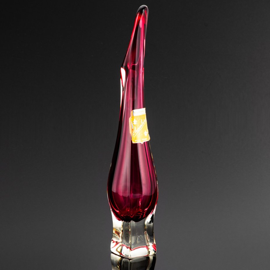 Ваза узкая, необычной формы Fratelli Toso (Murano), серия Chambord, стекло, Италия, 1960-1970 гг.