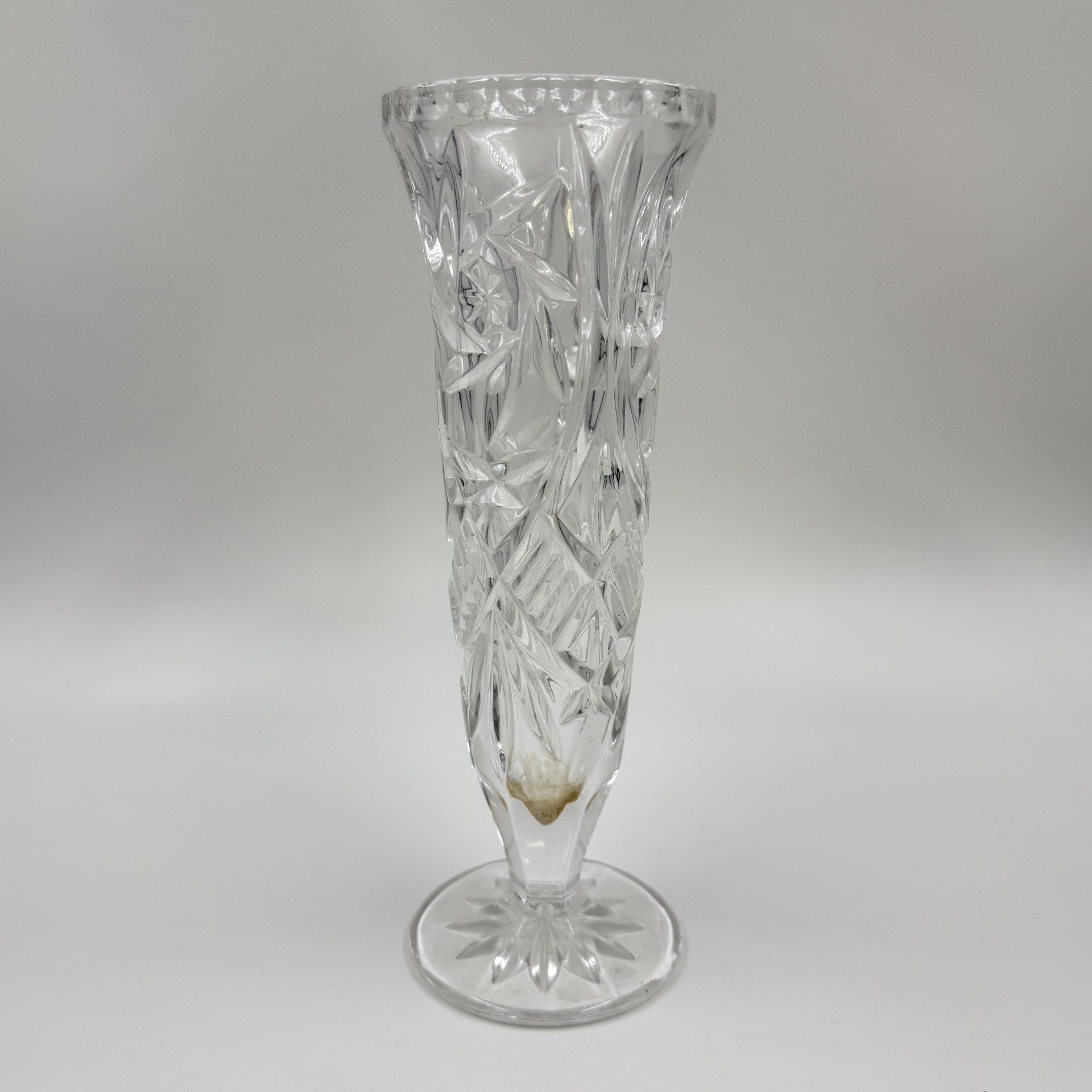 Ваза на ножке с рельефным декором, хрусталь, пресс, Bohemia Crystal (Bohemia Glass), Чехия, 2000-2010 гг.