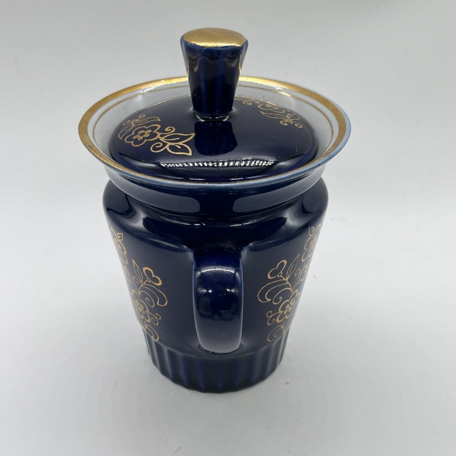 Чайник заварочный "Олимпиада 80", фарфор, кобальт, золочение, Бронницкий завод фарфоровых изделий «Возрождение», СССР, 1980 г.