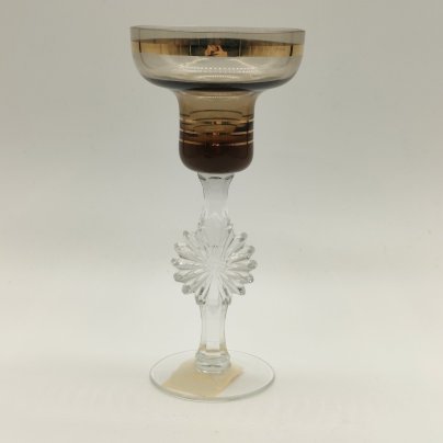 Подсвечник с рельефной звездой на ножке, цветное стекло, золочение, Гусевской хрустальный завод (Гусь-Хрустальный), СССР, 1970-1980 гг.