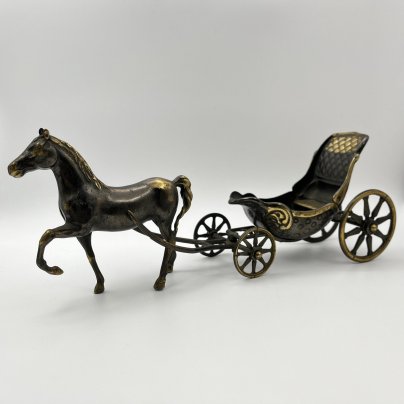 Статуэтка "Экипаж" ("Лошадь, запряженная повозкой"), металл, литье, формовка, бронзирование, Западная Европа, 1970-1990 гг.