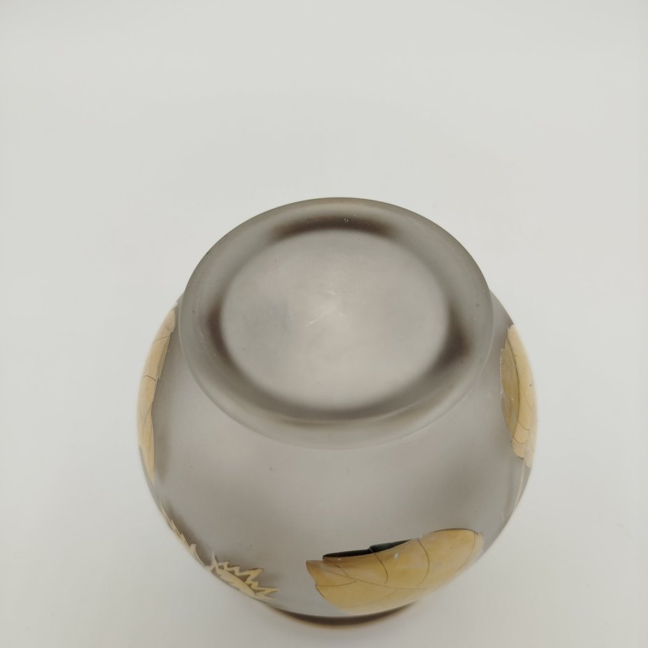 Ваза с растительным декором, стекло, золочение, матирование, Богемия, 1970-1980 гг.