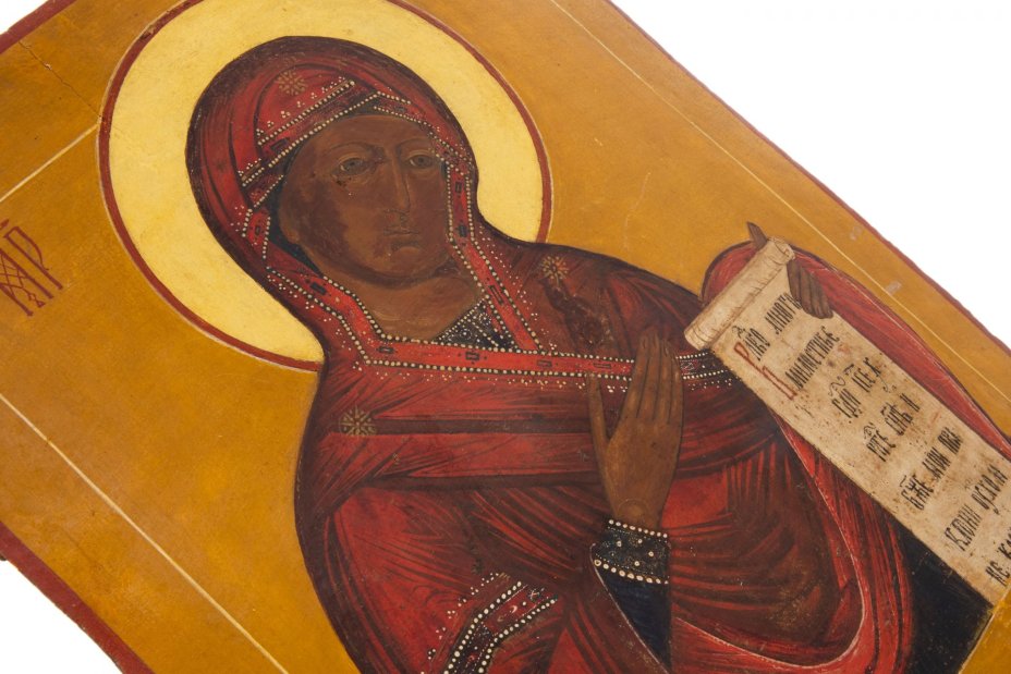 Икона "Богоматерь из Деисусного Чина", дерево, темпера, Российская Империя, 1850-1900 гг.