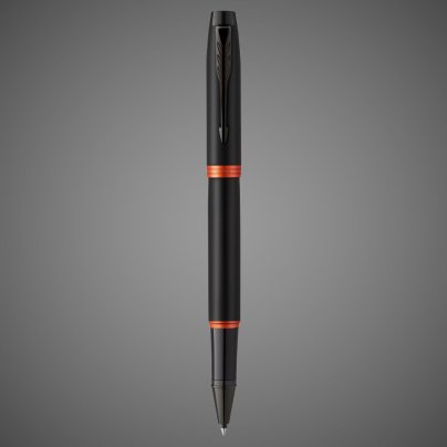 Ручка-роллер Parker IM Vibrant Rings Flame Orange, стержень:Fblk, в подарочной упаковке., Лаки и смолы: лак, латунь