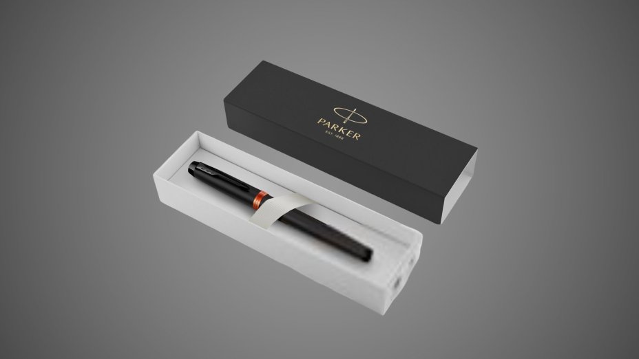 Ручка-роллер Parker IM Vibrant Rings Flame Orange, стержень:Fblk, в подарочной упаковке., Лаки и смолы: лак, латунь