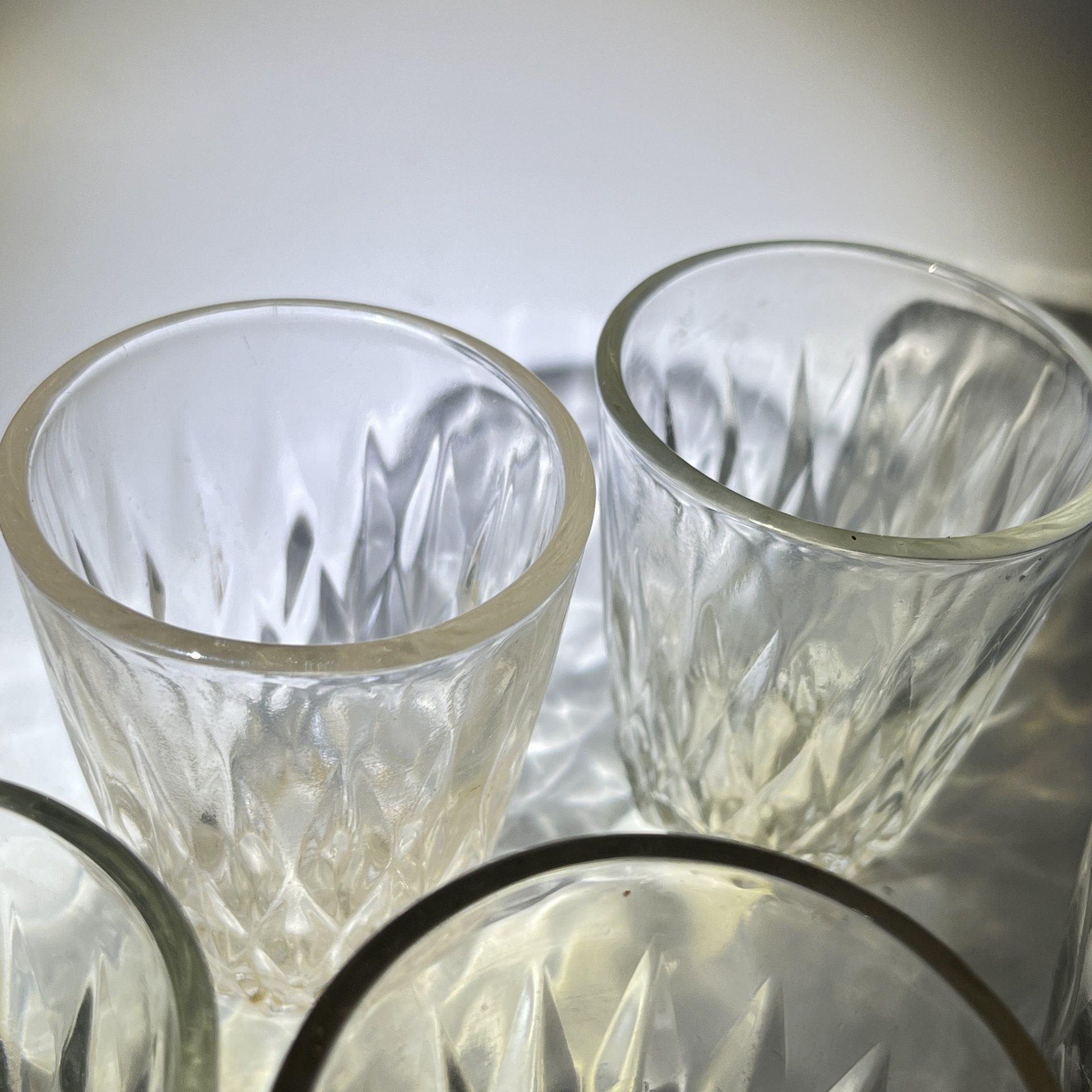 Набор из 6 стопок с рельефным декором, стекло, пресс, СССР, 1970-1990 гг.
