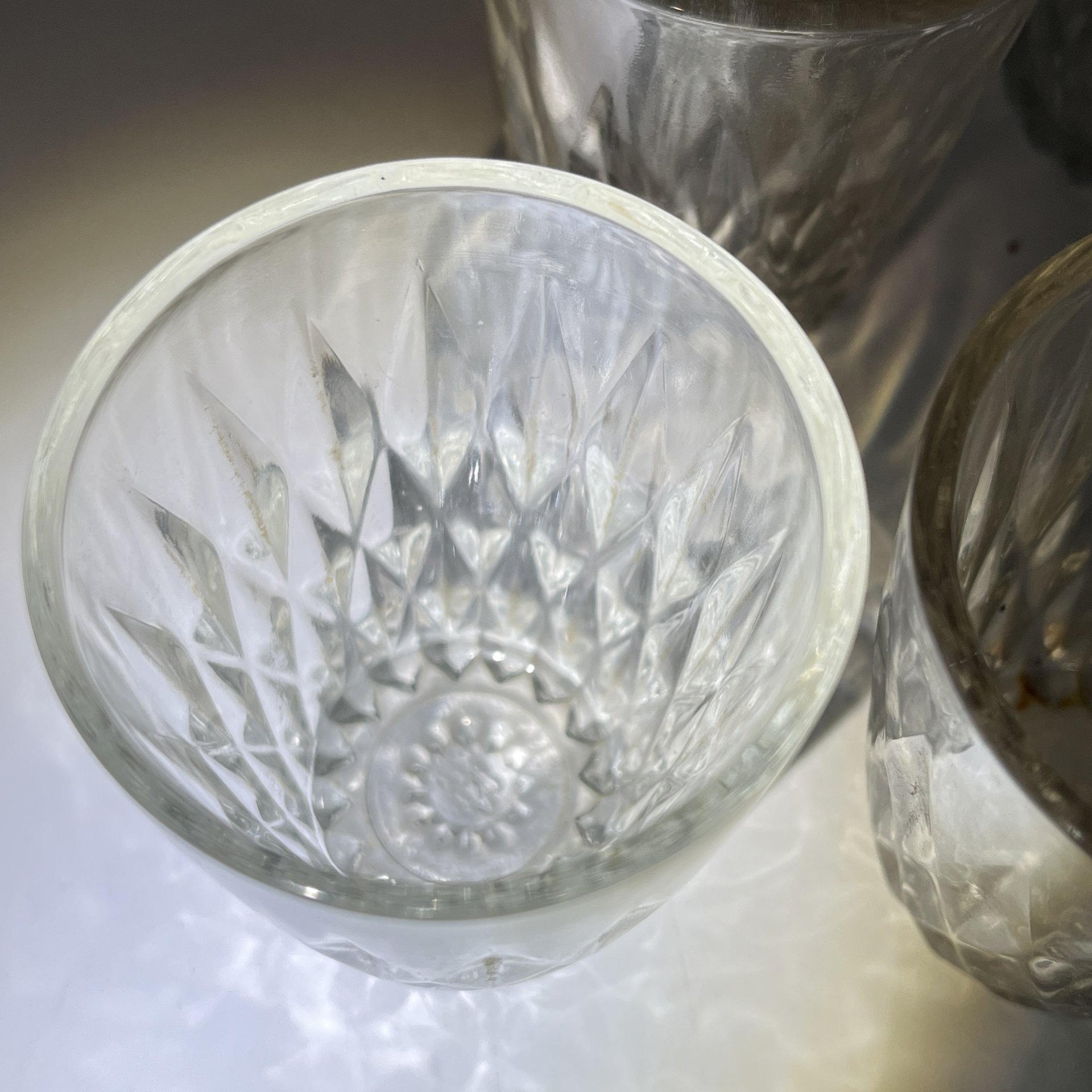 Набор из 6 стопок с рельефным декором, стекло, пресс, СССР, 1970-1990 гг.