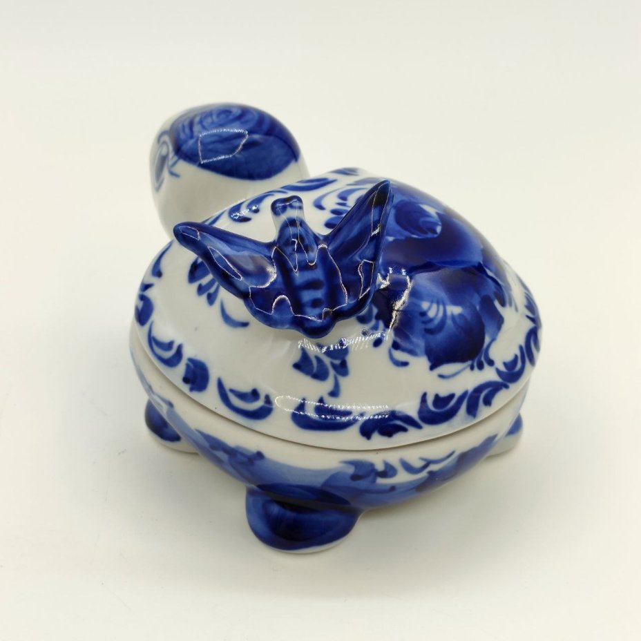 Шкатулка "Черепаха", Гжель