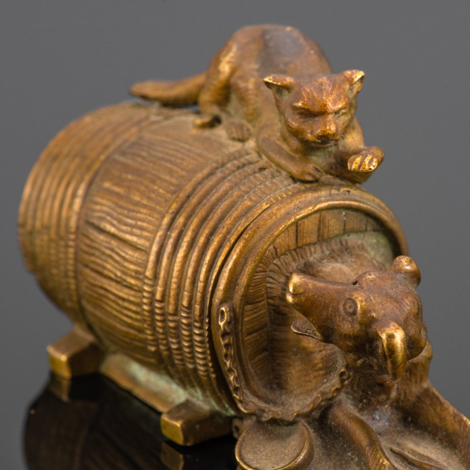 Мелочница "Кошка с собакой", бронза, Западная Европа, 1870-1890 гг.