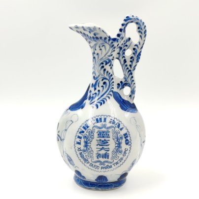 Кувшин с растительным декором "Linh Chi Dai Bo", фаянс, роспись, Вьетнам, 1980-1990 гг.