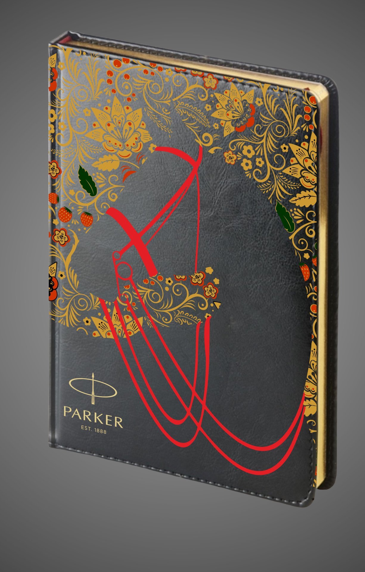 Подарочный набор: Шариковая ручка Parker Jotter Horse Special Edition в подарочной коробке и ежедневник недатированный черный с золотым срезом, Кожа и мех: искусственная кожа, нержавеющая сталь, позолота