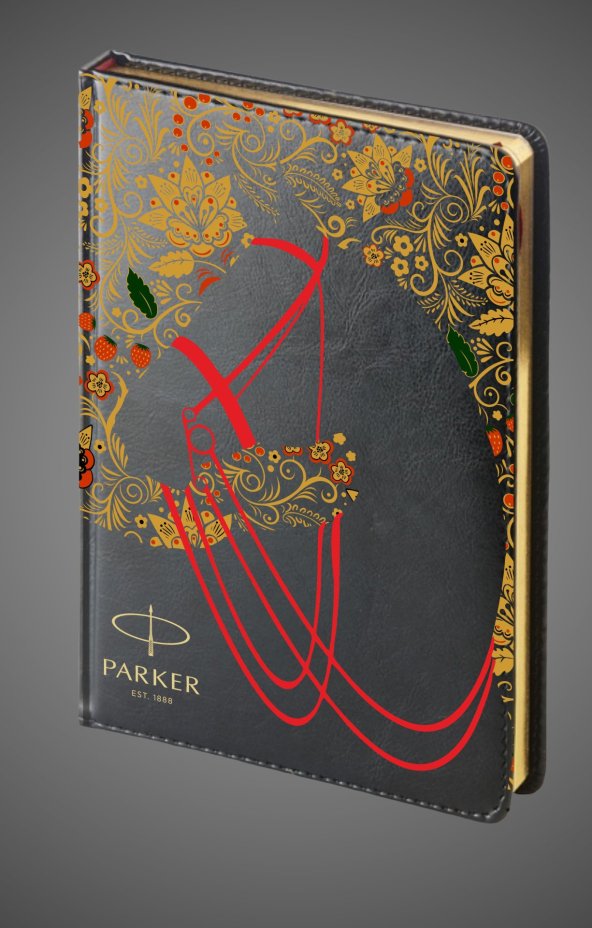 Подарочный набор: Шариковая ручка Parker Jotter Horse Special Edition в подарочной коробке и ежедневник недатированный черный с золотым срезом, Кожа и мех: искусственная кожа, нержавеющая сталь, позолота