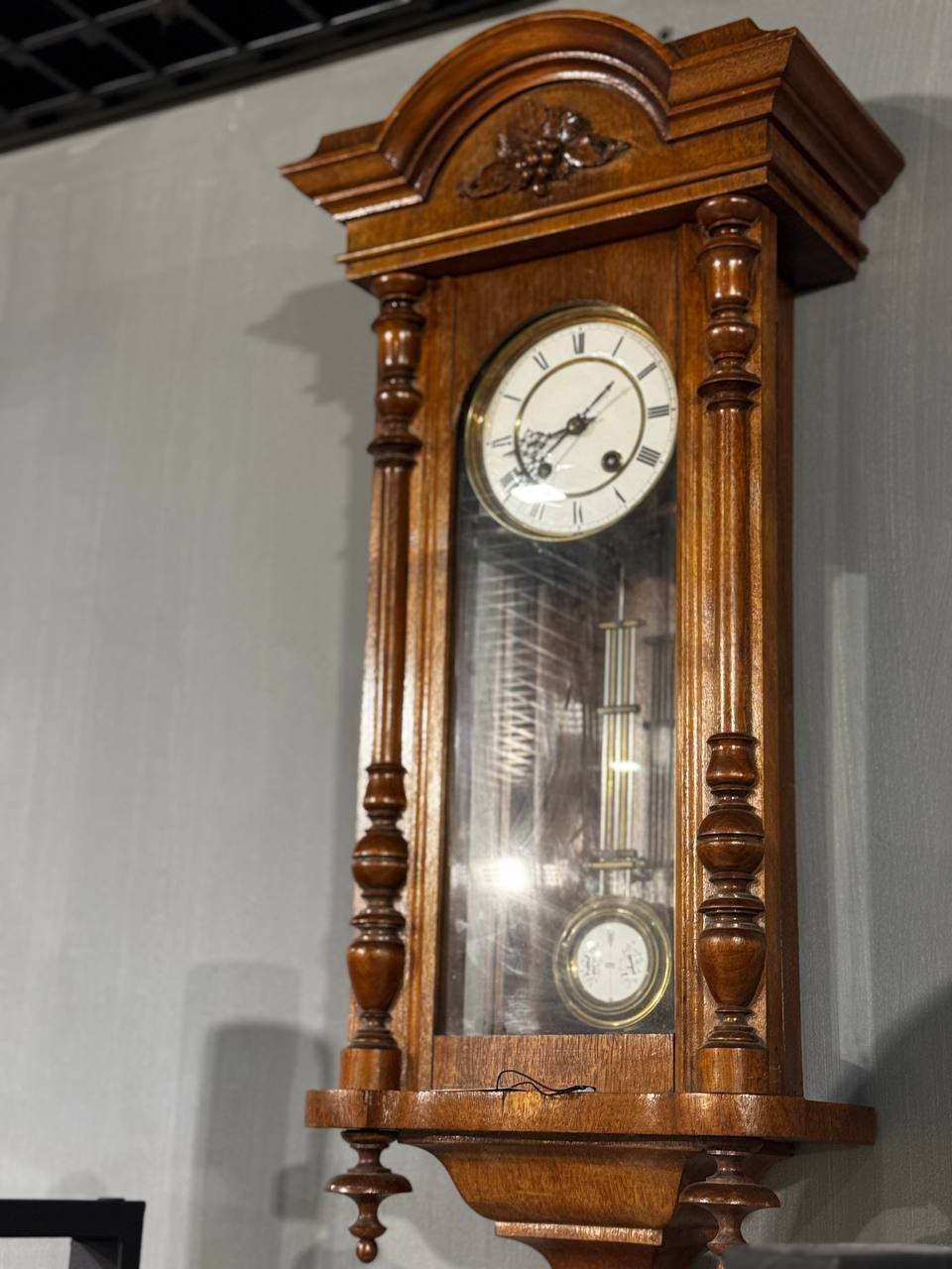 Часы настенные с боем, фирма "Lenzkirch", дерево, резьба, металл, стекло, Германия, 1900-1910 гг.