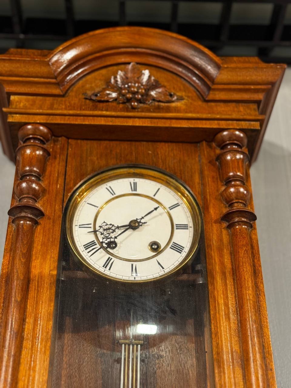 Часы настенные с боем, фирма "Lenzkirch", дерево, резьба, металл, стекло, Германия, 1900-1910 гг.