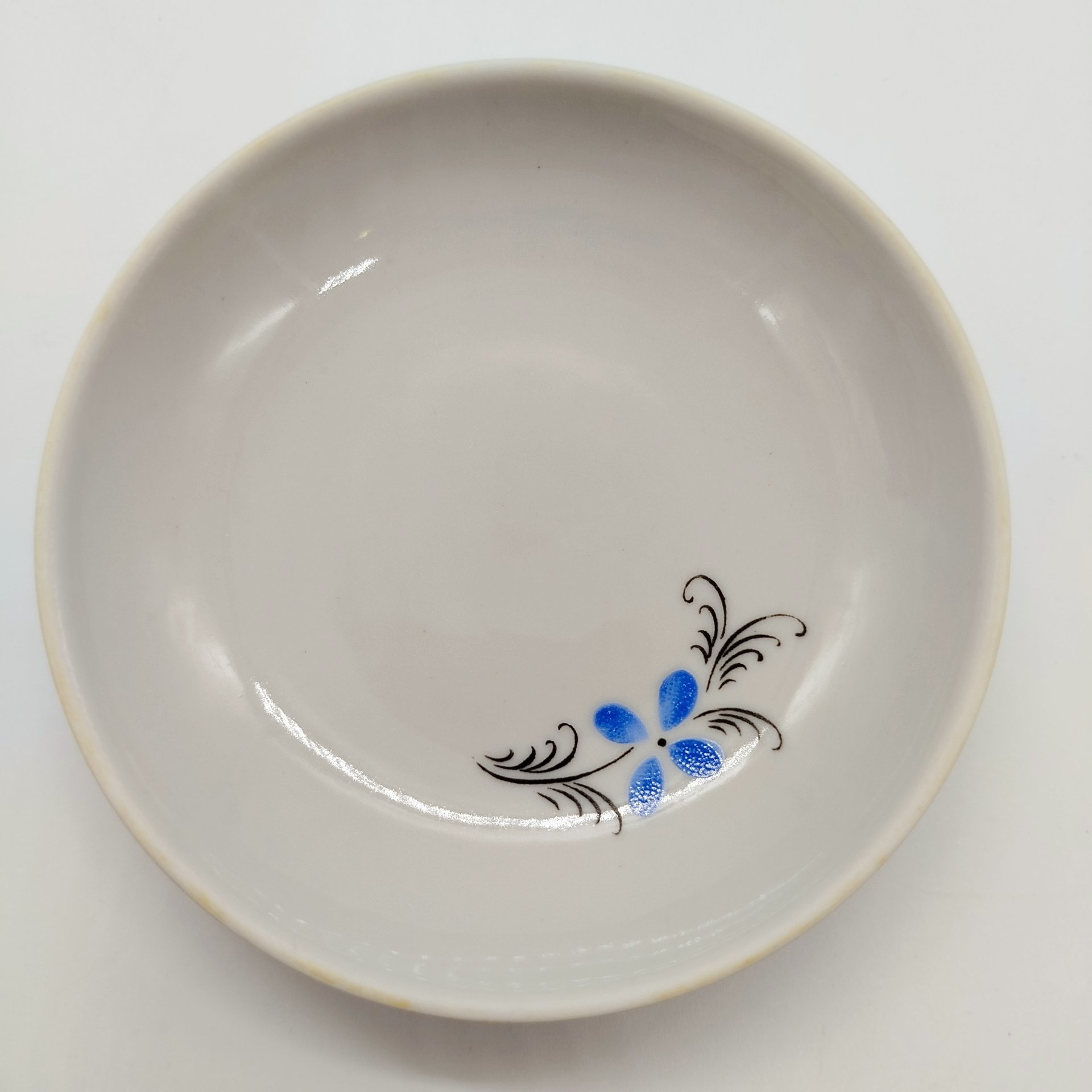 Набор розеток для варенья/мёда с декором в виде голубого цветка на 5 персон, Дулевский фарфоровый завод (Дулёво)