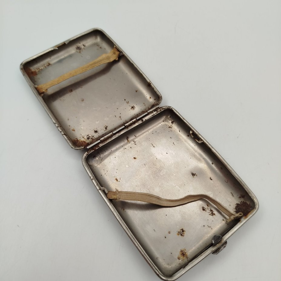Портсигар с владельческой монограммой, металл, никелировка, СССР, 1952 г.