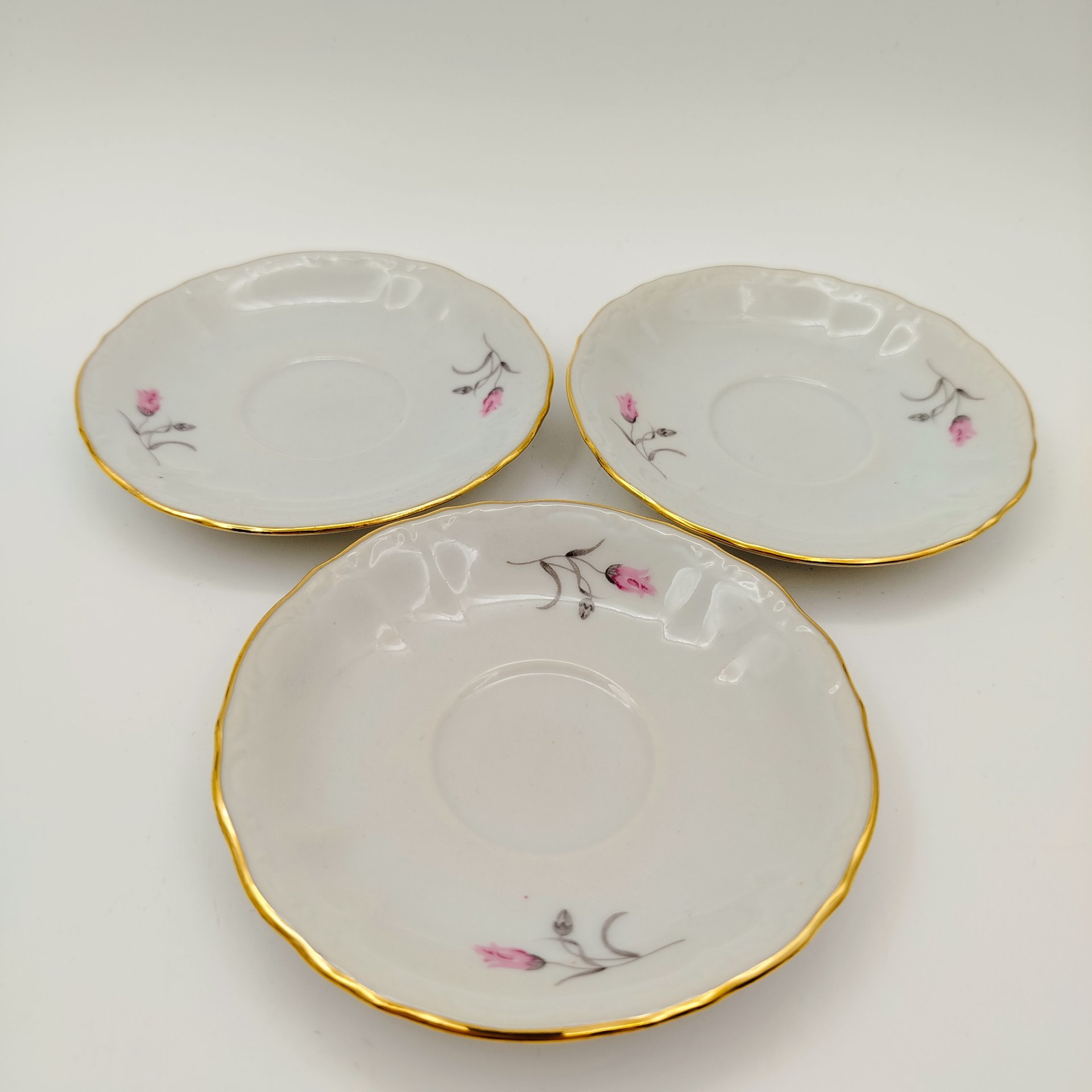 Сервиз кофейный с цветочным декором на 3 персон (9 предметов), фарфор, деколь, золочение, Moritz Zdekauer (MZ), Чехословакия, 1970-1980 гг.