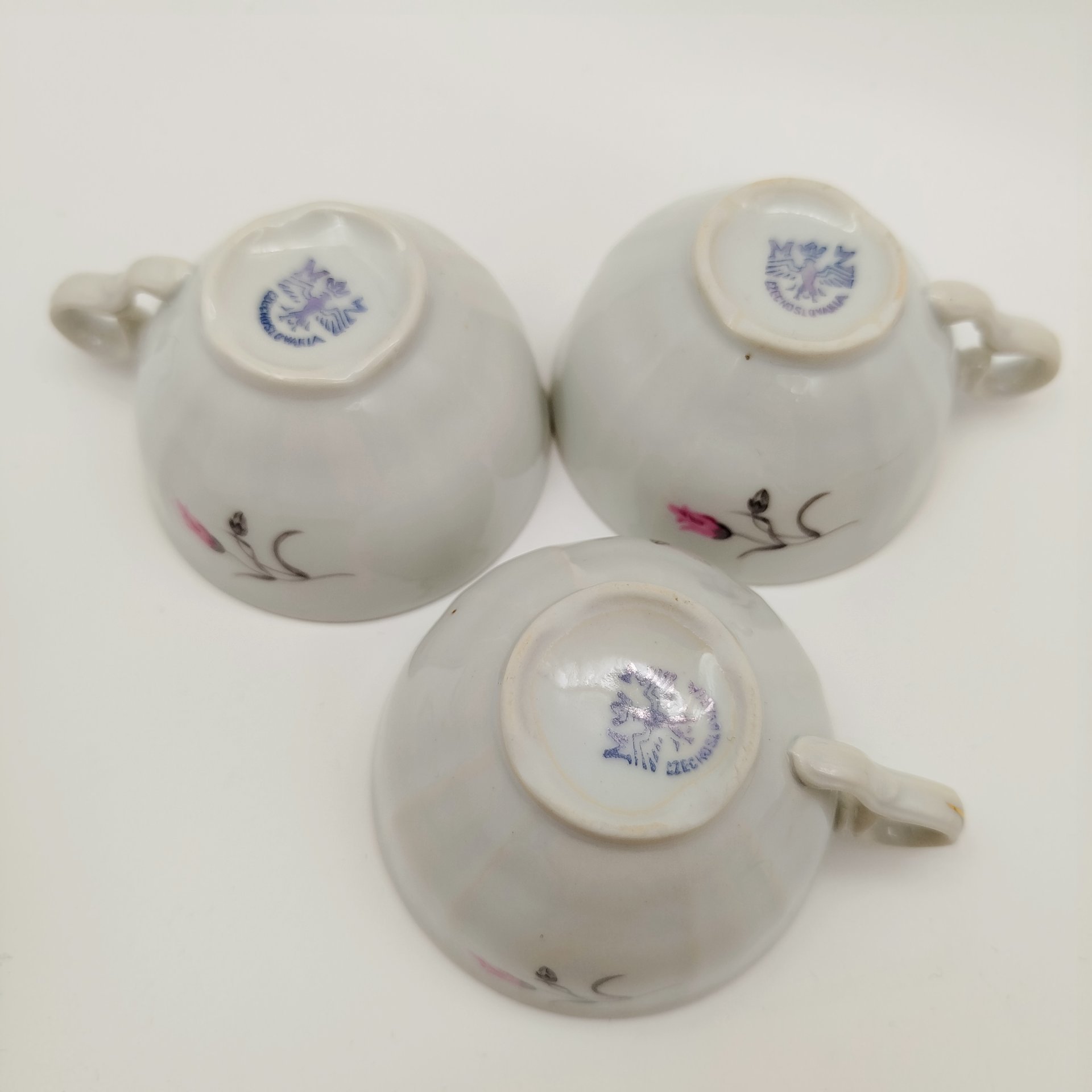 Сервиз кофейный с цветочным декором на 3 персон (9 предметов), фарфор, деколь, золочение, Moritz Zdekauer (MZ), Чехословакия, 1970-1980 гг.