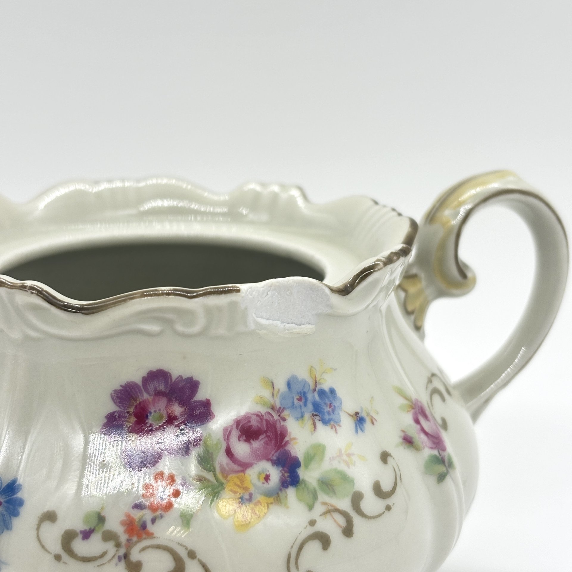 Сахарница с цветочным декором и ажурными ручками, Reichenbach (Райхенбах)