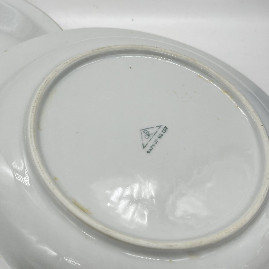 Набор из 2 обеденных и 2 десертных тарелок с цветочным декором, Porzellanwerke Könitz (OPK)