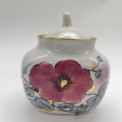 Чайница с расписным цветочным декором, фарфор, роспись, золочение, Ленинградский фарфоровый завод (ЛФЗ), СССР, 1960-1980 гг.