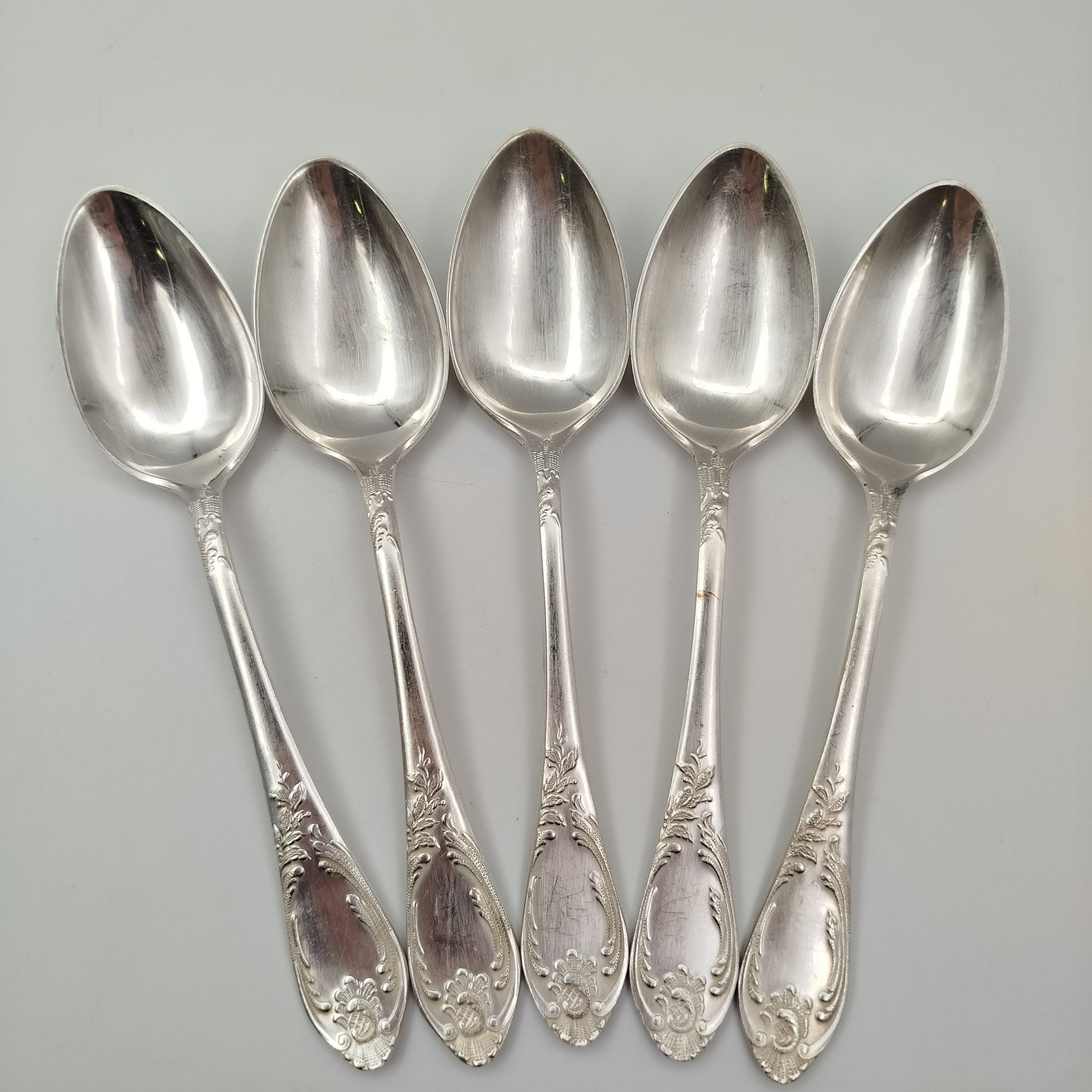 Набор из пяти столовых ложек с растительным декором