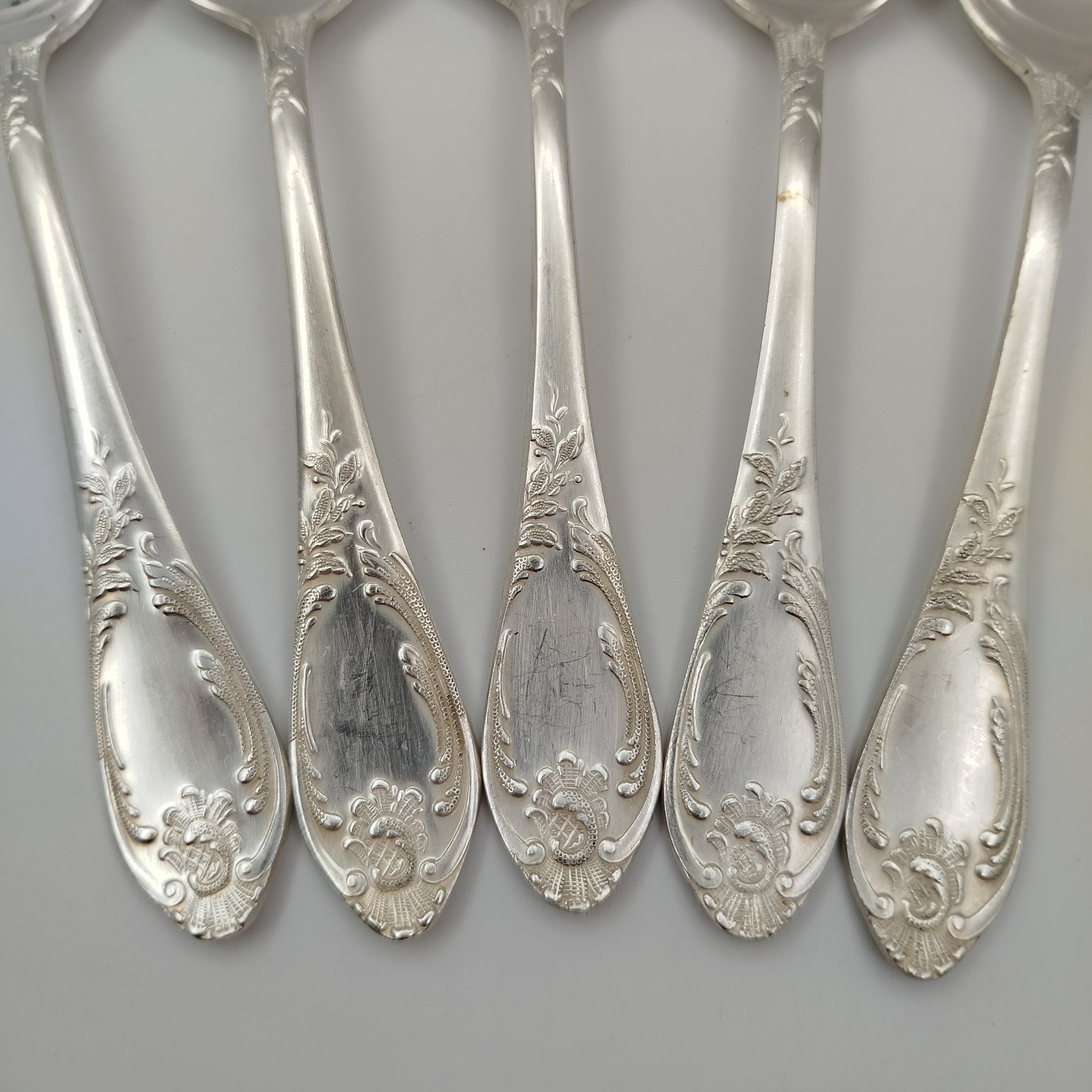 Набор из пяти столовых ложек с растительным декором