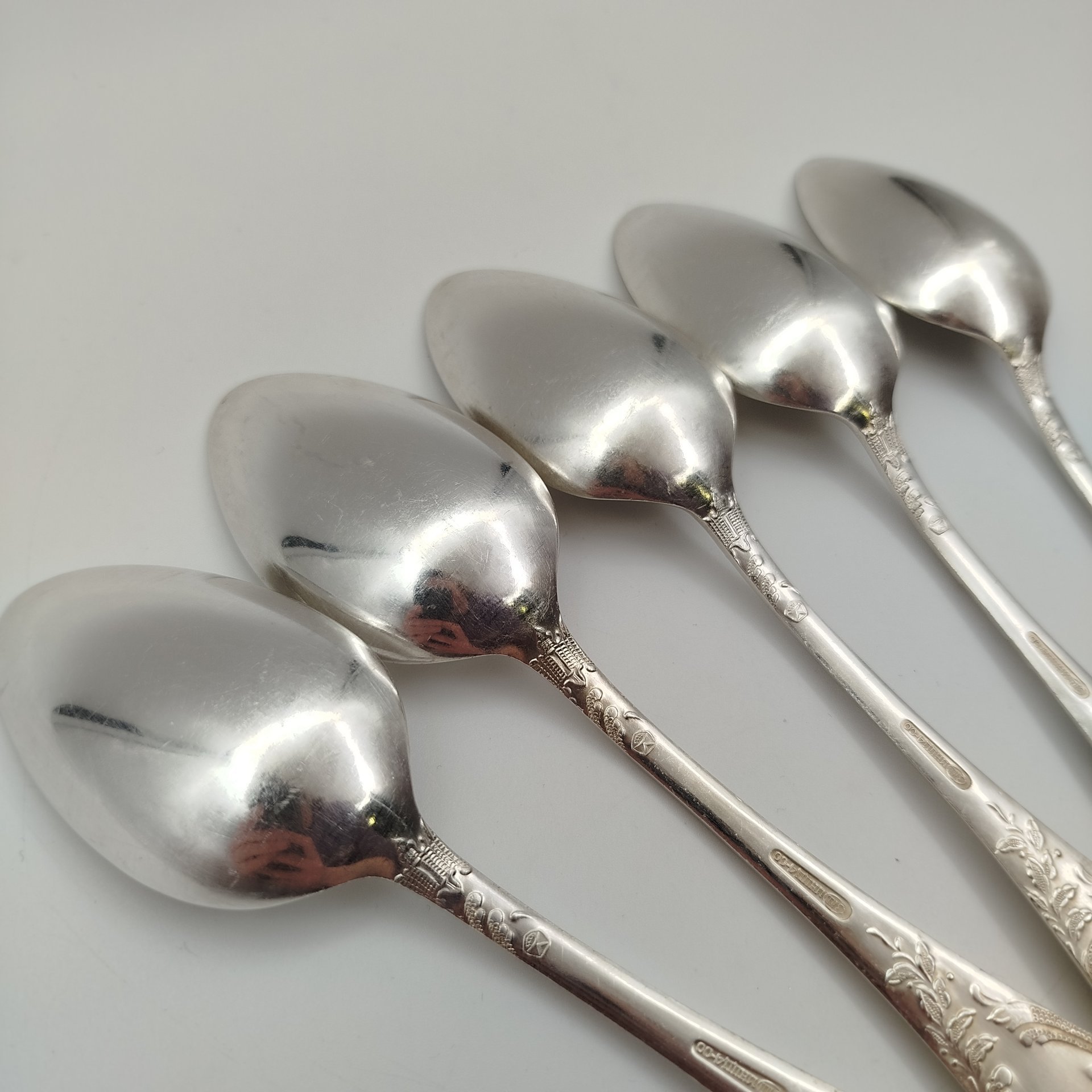 Набор из пяти столовых ложек с растительным декором