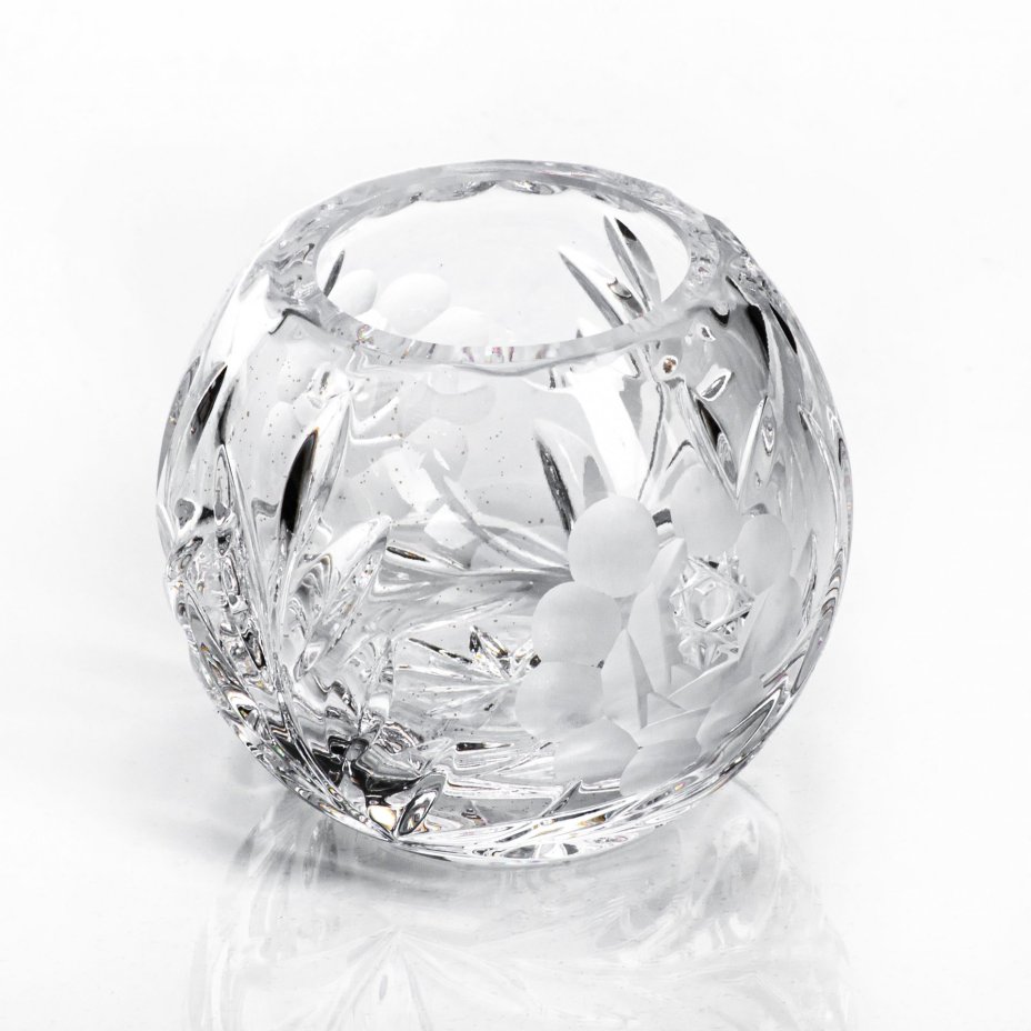 Солонка , украшенная цветочным декором, стекло, СССР, 1970-1990 гг.