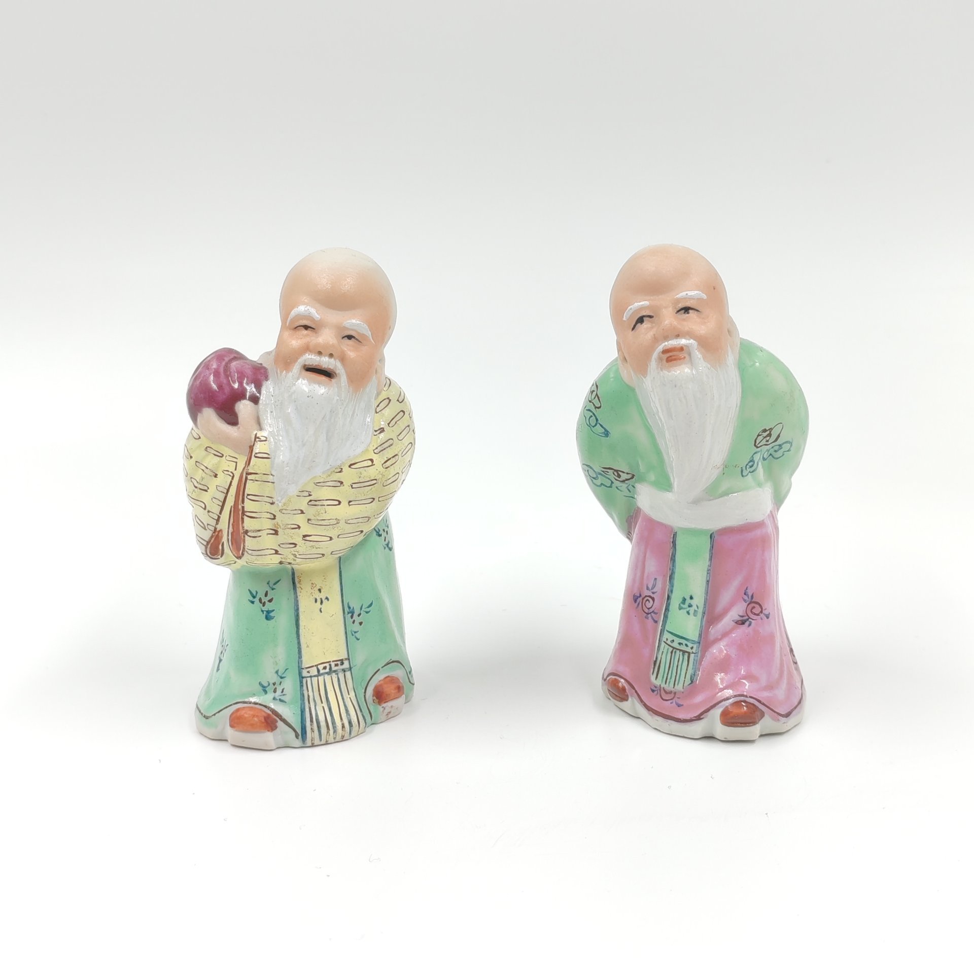 Набор из 2-х статуэток "Шоу-син" (бог долголетия), фарфор, роспись, Китай, 1950-1970 гг.