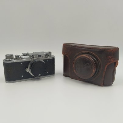 Фотоаппарат "Зоркий" с объективом "Индустар-22", металл, стекло, пластик, кожа, Красногорский механический завод (КМЗ), СССР, 1948-1956 гг.