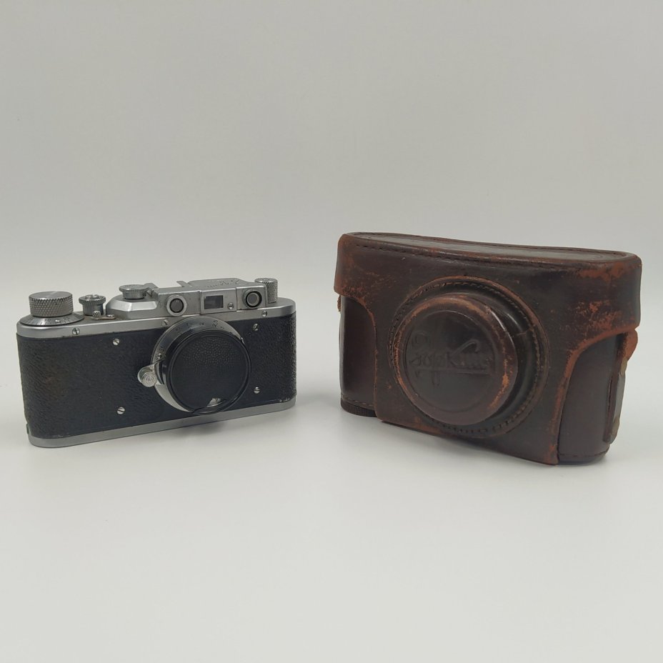 Фотоаппарат "Зоркий" с объективом "Индустар-22", металл, стекло, пластик, кожа, Красногорский механический завод (КМЗ), СССР, 1948-1956 гг.