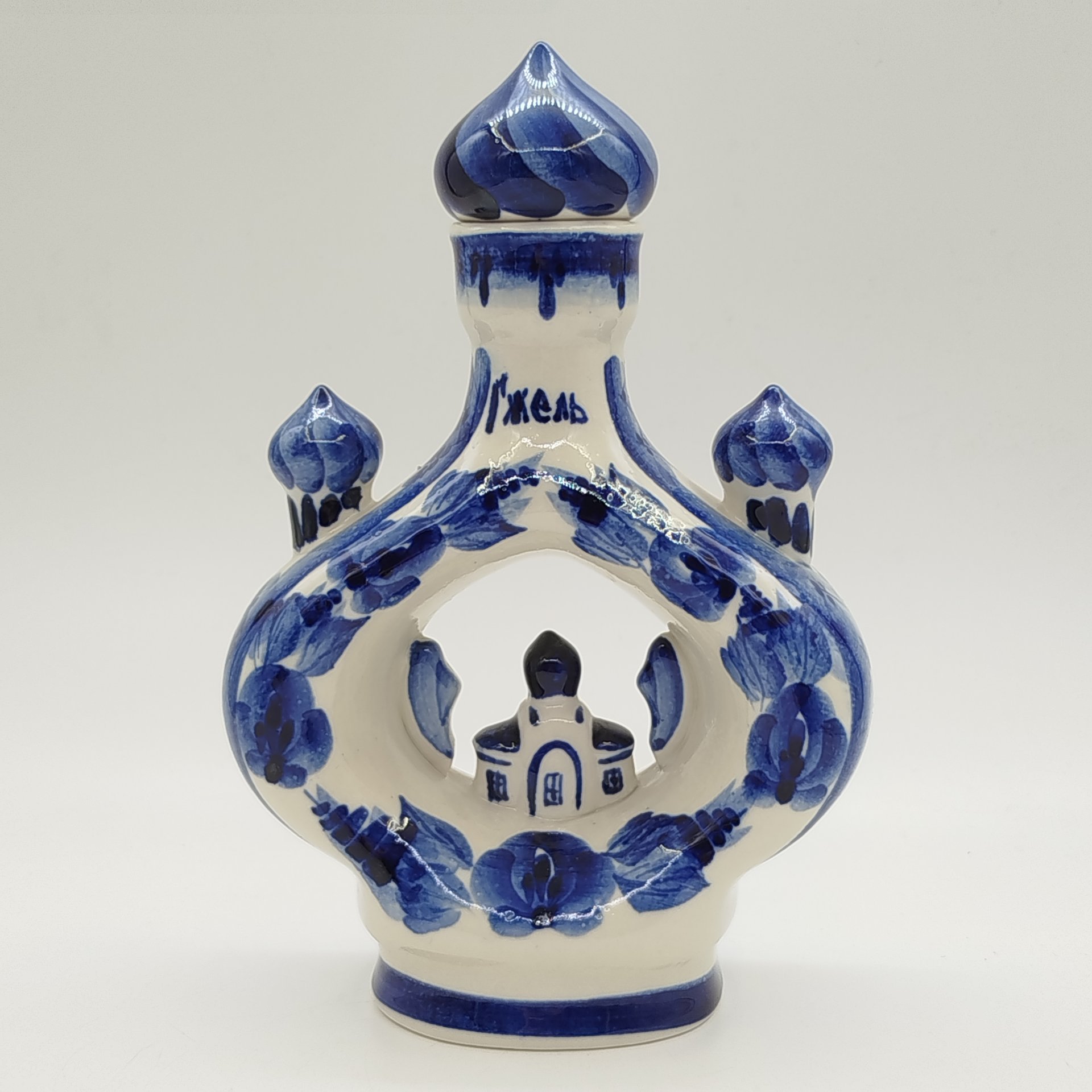 Штоф "Старый монастырь", автор А.А. Рогов, Гжель