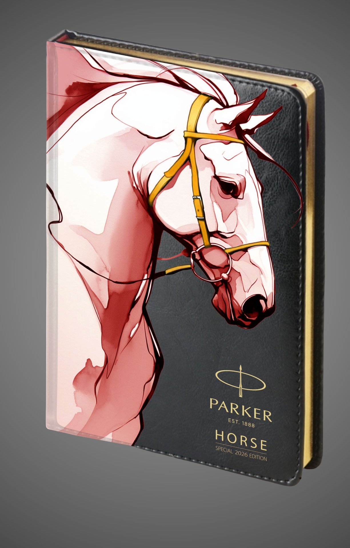 Подарочный набор: Шариковая ручка Parker Jotter Horse Special Edition в подарочной коробке и ежедневник недатированный черный с золотым срезом, Кожа и мех: искусственная кожа, нержавеющая сталь, позолота