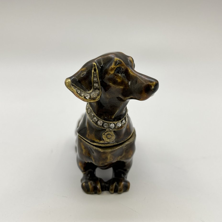 Статуэтка (шкатулка) "Такса", сплав металлов, стразы