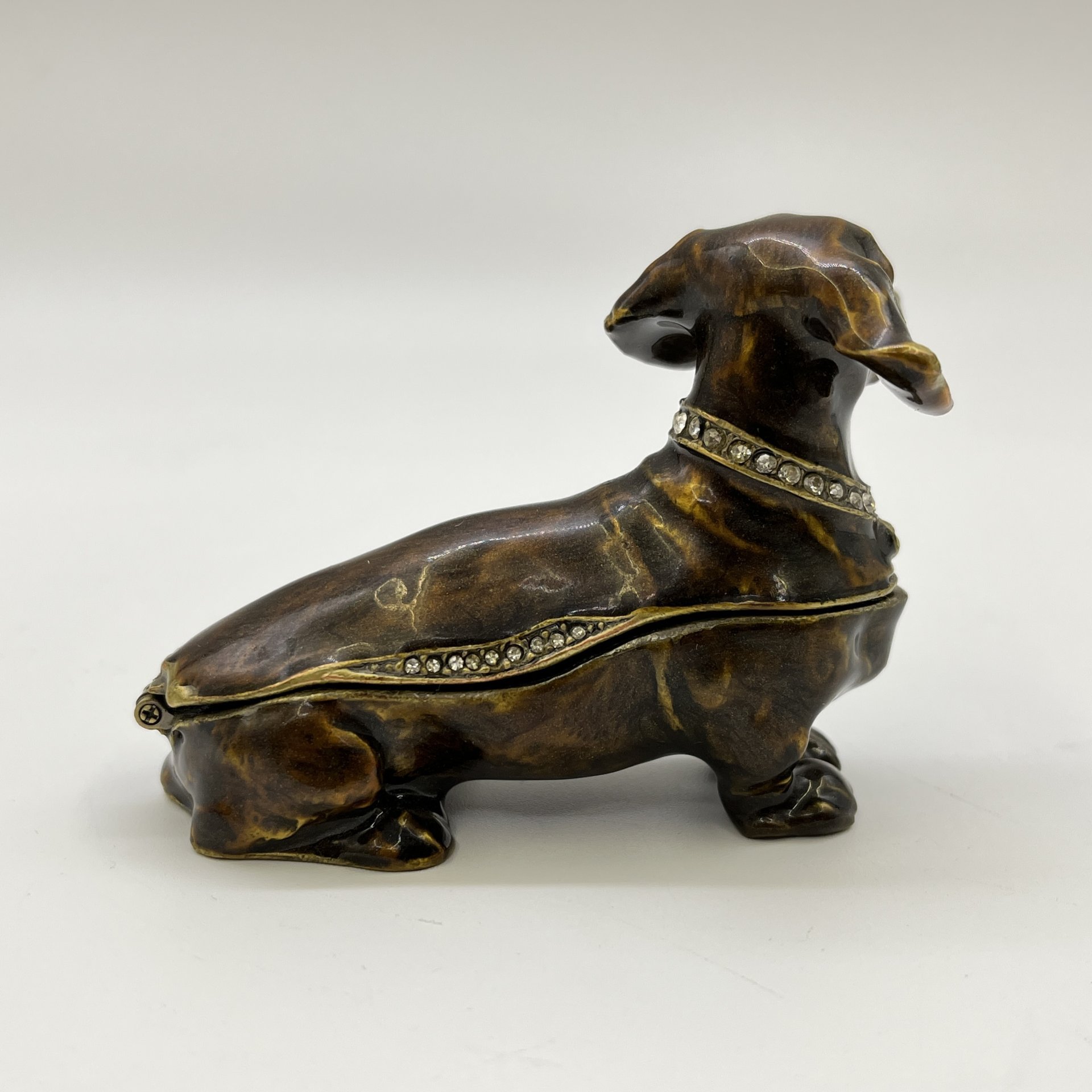 Статуэтка (шкатулка) "Такса", сплав металлов, стразы, Европа, 2000-2010 гг.